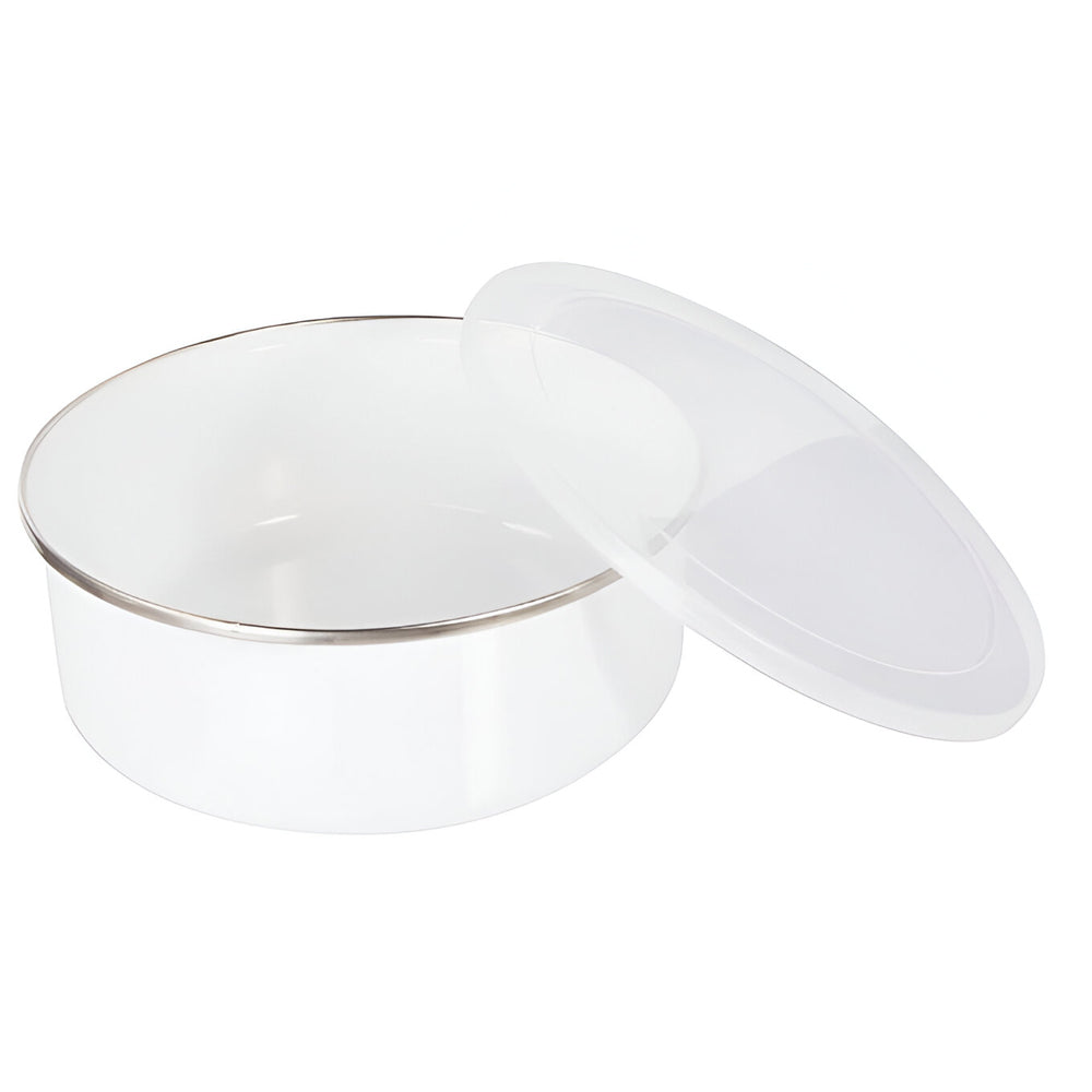 Bowls - Enamel - SHALLOW - 40oz (1200ml) Bowl With Lid - 6.7cm x 18cm - Longforte Trading Ltd