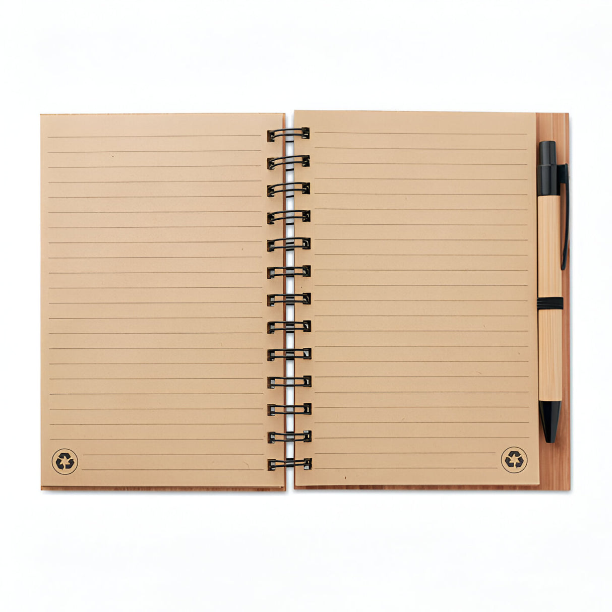 Engravable Bamboo Cover Notebook & Pen Set - Twin-Wire