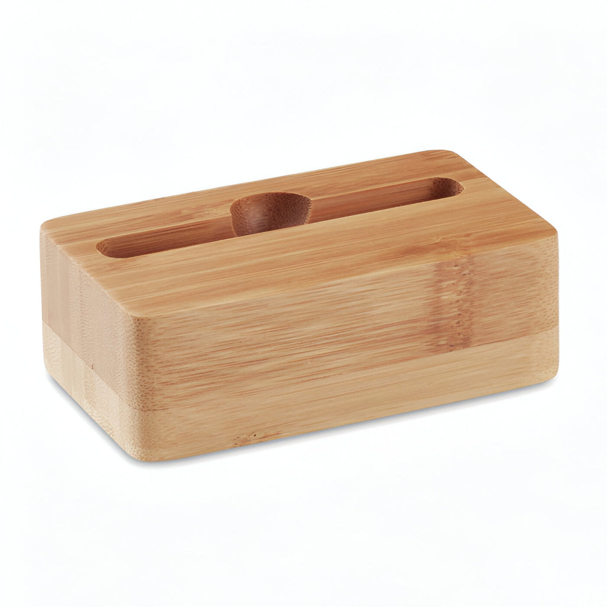 Engravable Bamboo Phone Stand with Passive Amplifier
