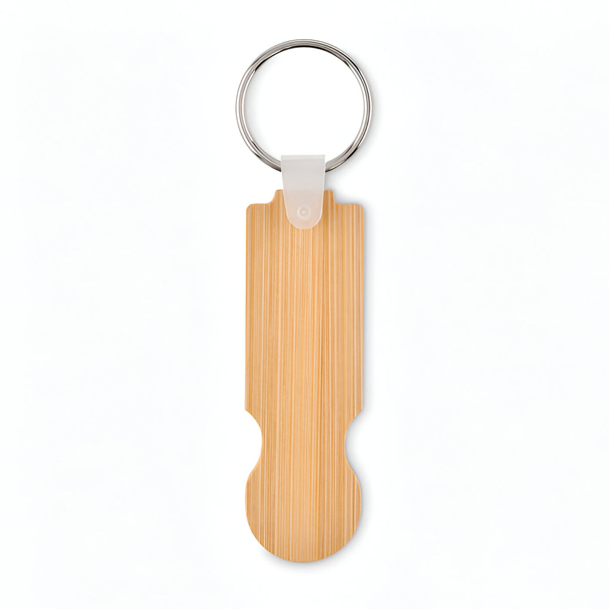 Engravable Bamboo Euro Trolley Token Keyring