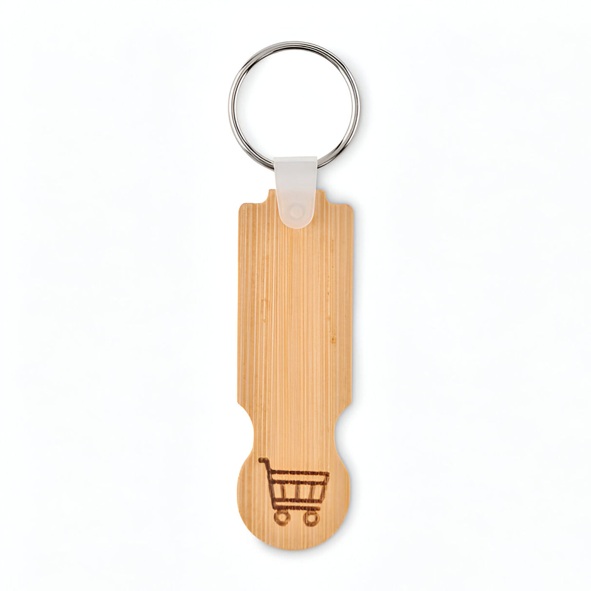 Engravable Bamboo Euro Trolley Token Keyring