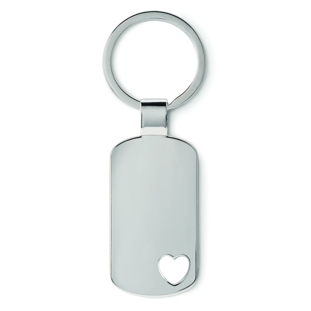 Engravable Metal Key Ring With Heart Cut-Out Detail