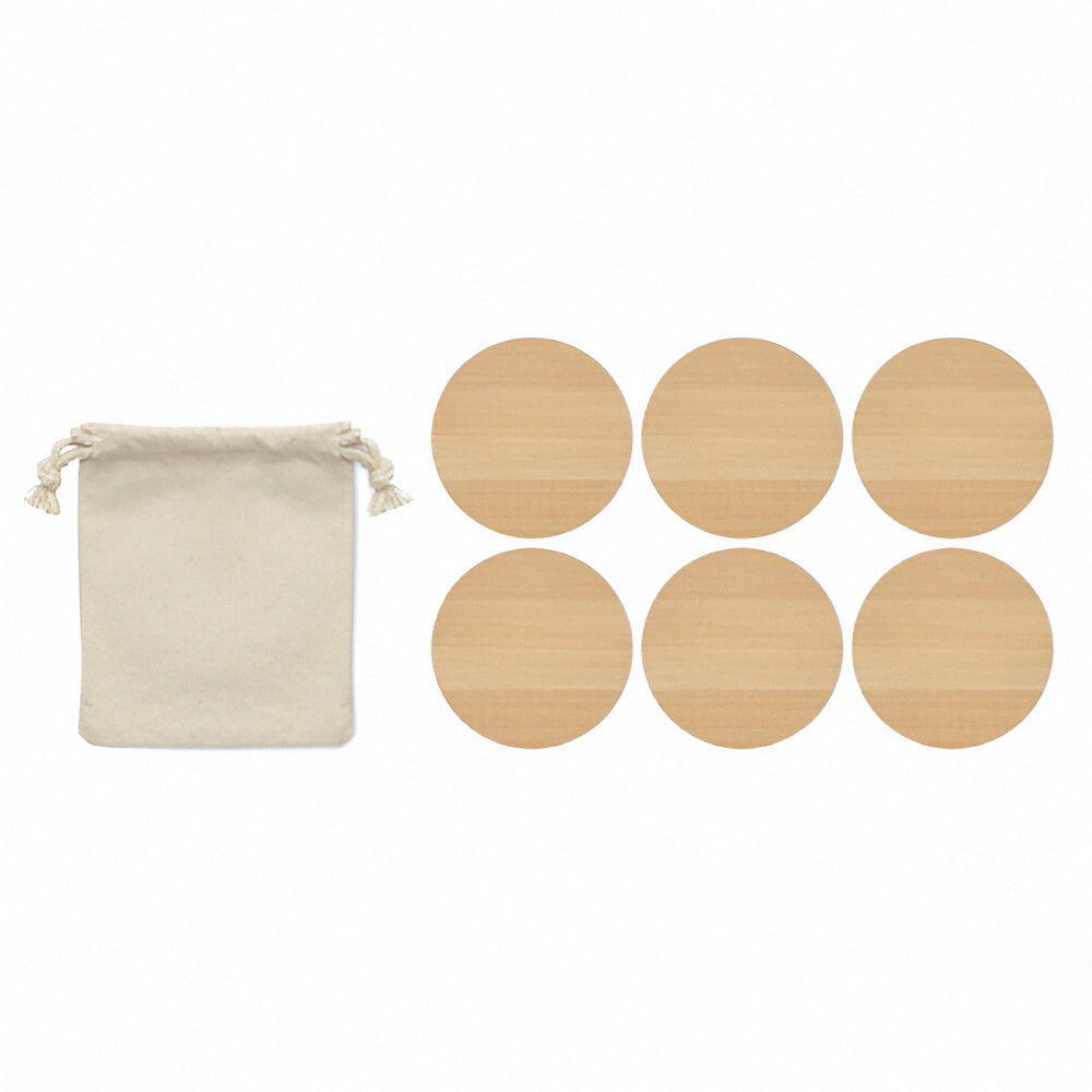 Engravable Bamboo Coasters with Cotton Storage Bag - Round