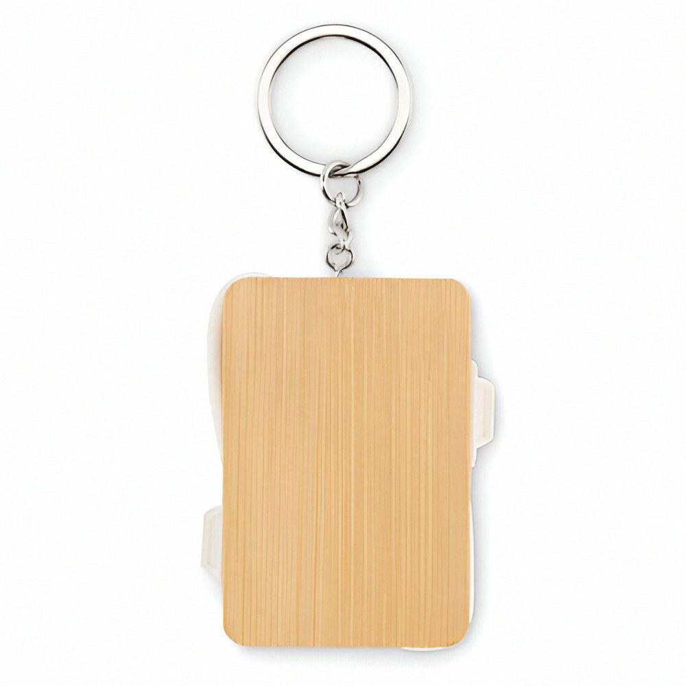 Engravable Bamboo Keyring With In-Built Charging Cables