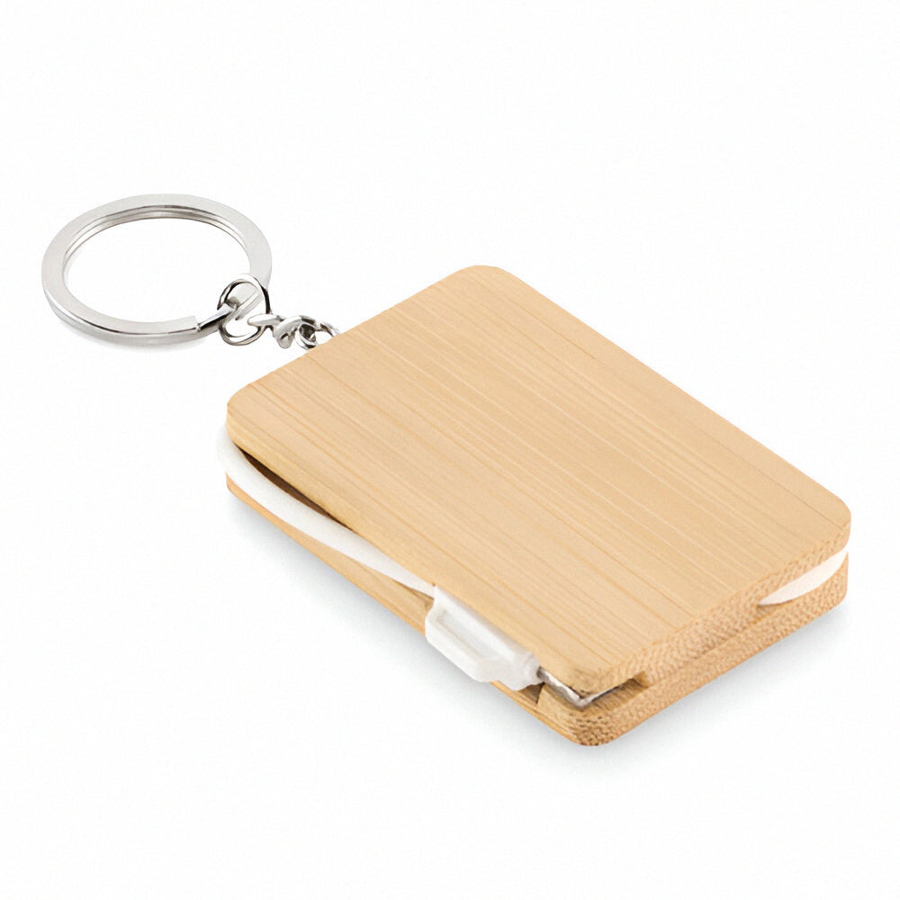 Engravable Bamboo Keyring With In-Built Charging Cables