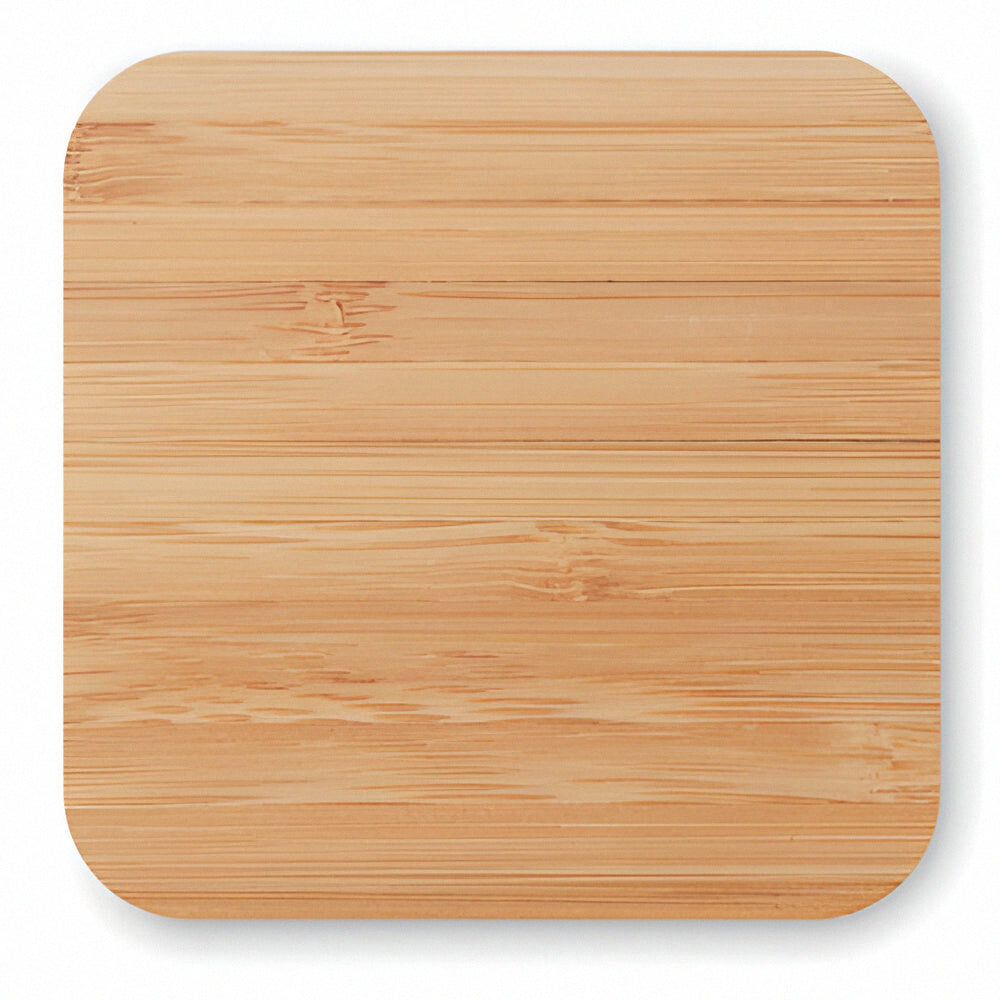 Engravable Bamboo Wireless Charging Pad with Dual USB Hub