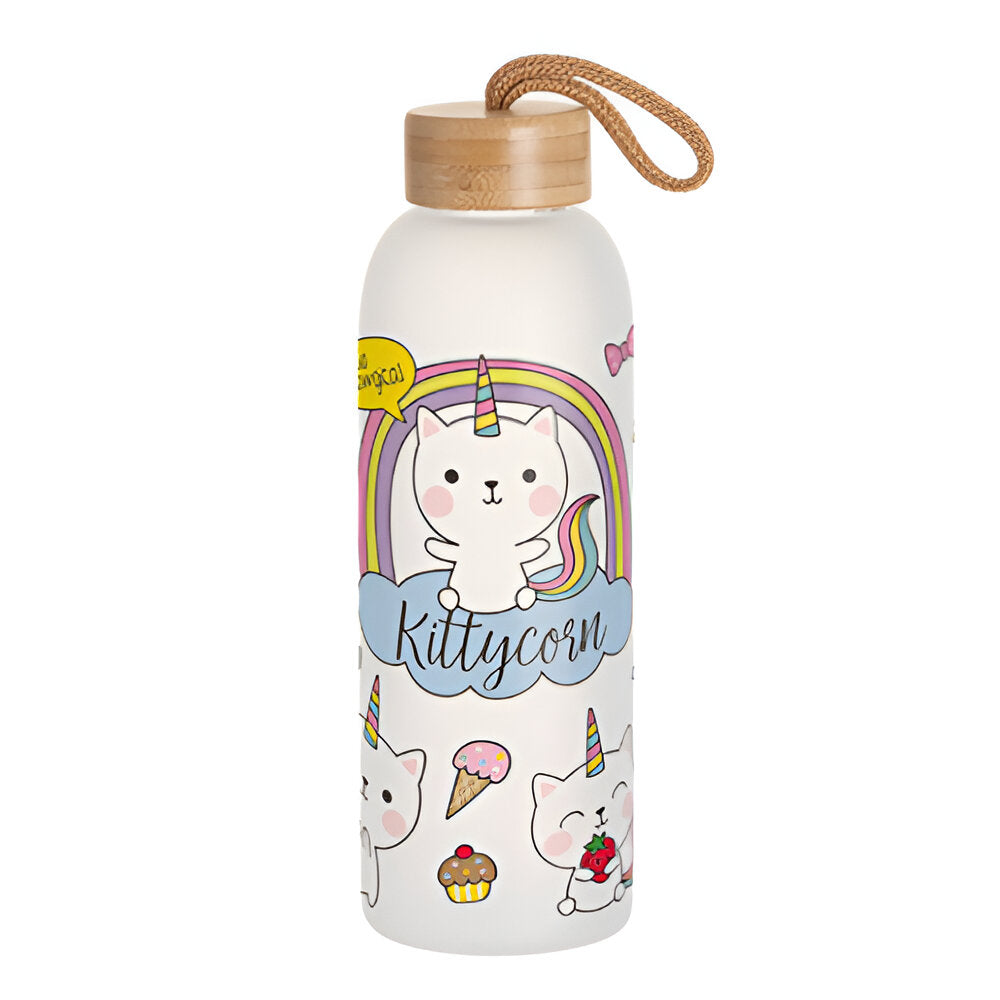 Becher - Glas - 550ml Glas mit Bambusdeckel & Strohhalm - DUNKELBLAU