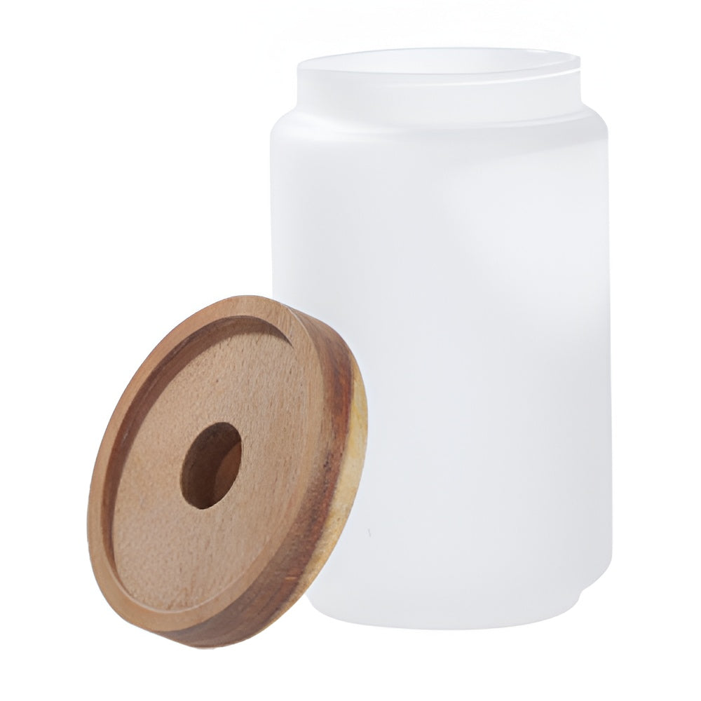 Becher - Glas - 550ml Glas mit Bambusdeckel & Strohhalm - DUNKELBLAU
