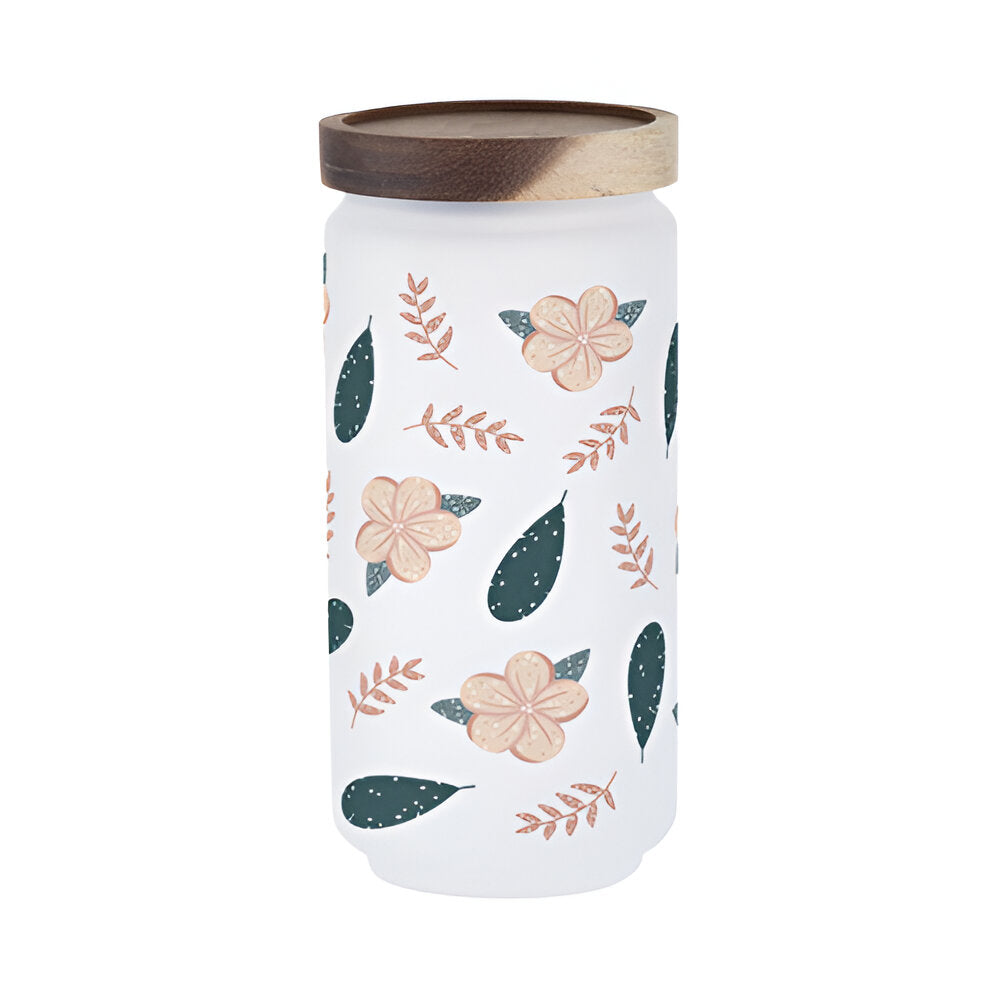 Becher - Glas - 550ml Glas mit Bambusdeckel & Strohhalm - DUNKELBLAU