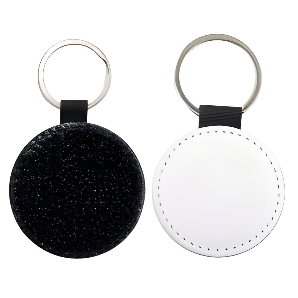 Porte-clés - 10 x Porte-clés PU Glitter - Rond - Noir