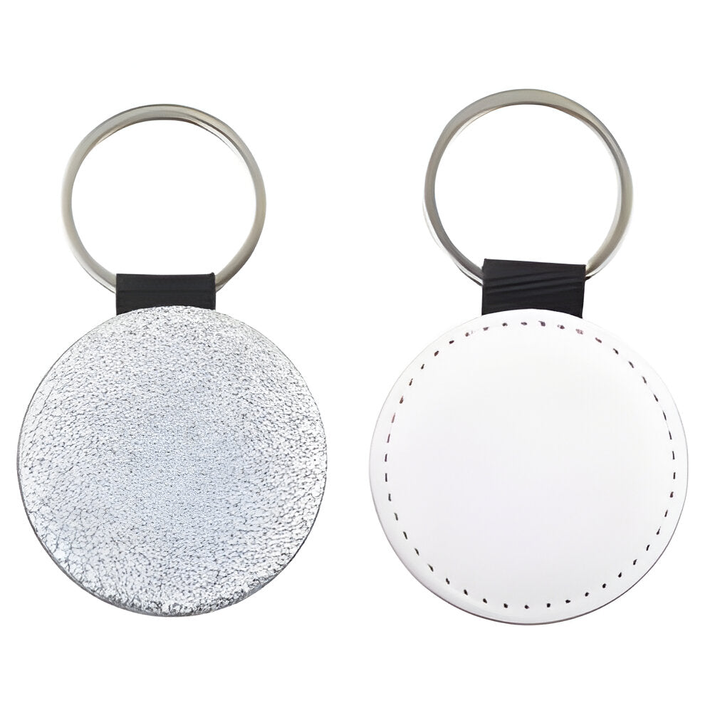 Porte-clés - 10 x Porte-clés PU Glitter - Rond - Argent