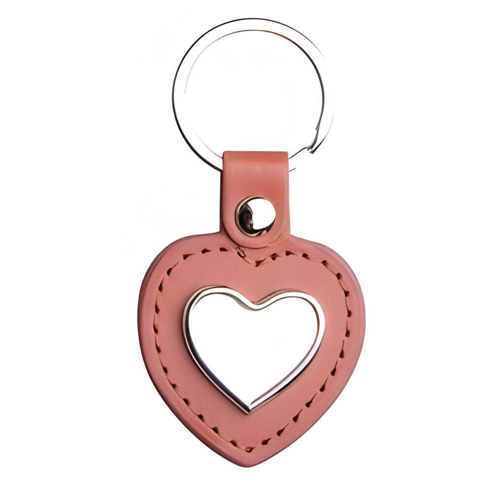 Keyring - 10 x Metal & PU Keyring - Heart - Brown