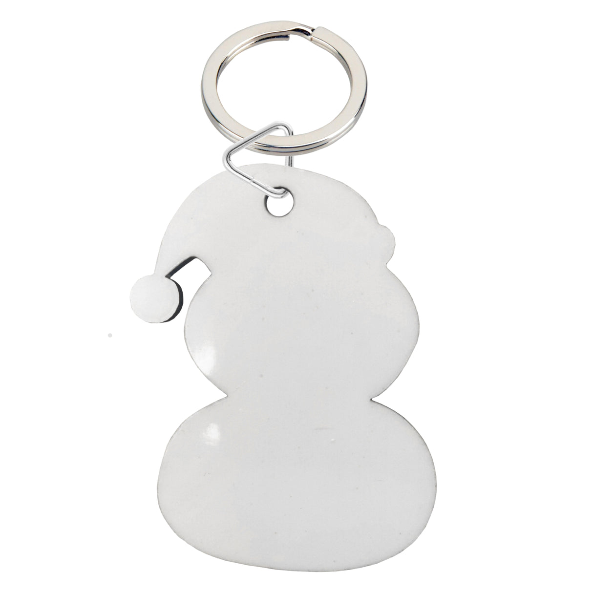 Keyrings - 10 x MDF Keyrings with Metal Split Ring - Snowman