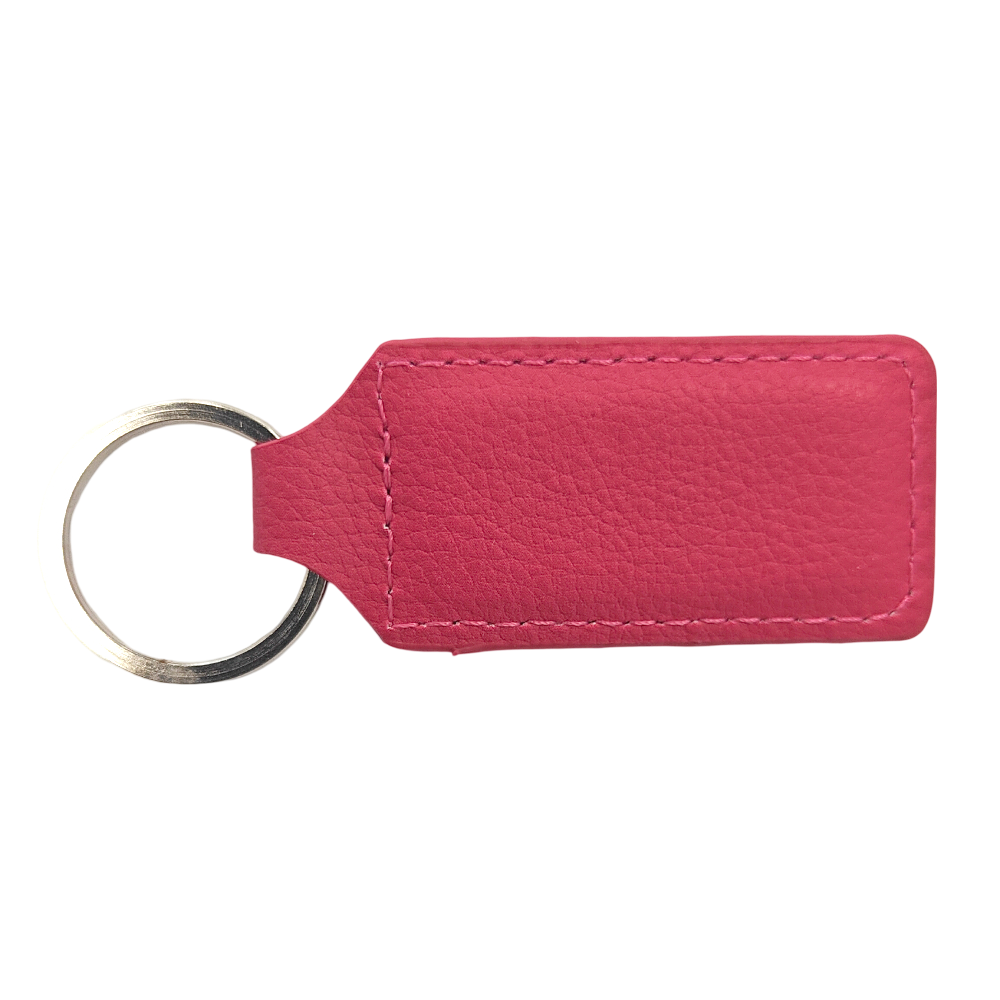 Engravables - PU LEATHER - Keyring - RECTANGLE - 2.6cm x 6cm - Pink