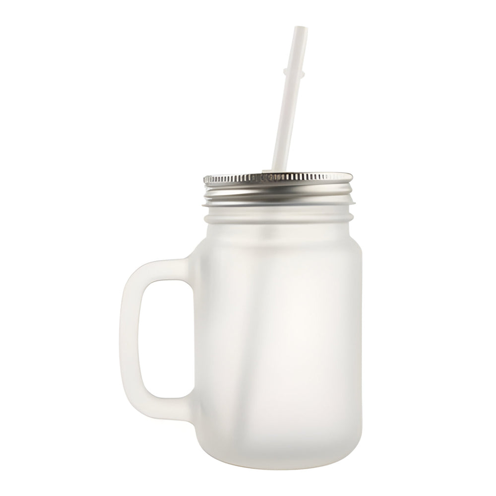 Mugs - Glass - 400ml Mason Jar - Frosted Glass
