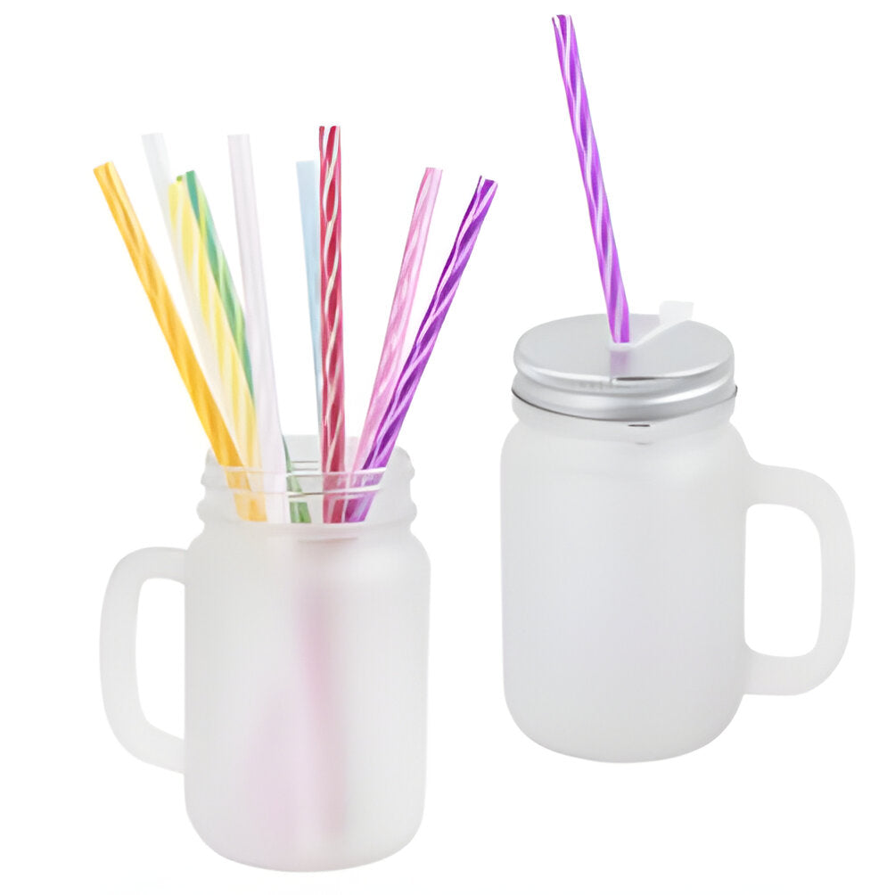 Mugs - Glass - 400ml Mason Jar - Frosted Glass