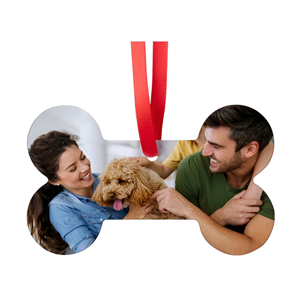Ornaments - 10 x ALUMINIUM Double-Sided Hanging Ornament - Dog Bone (6cm x 9.8cm) - Longforte Trading Ltd