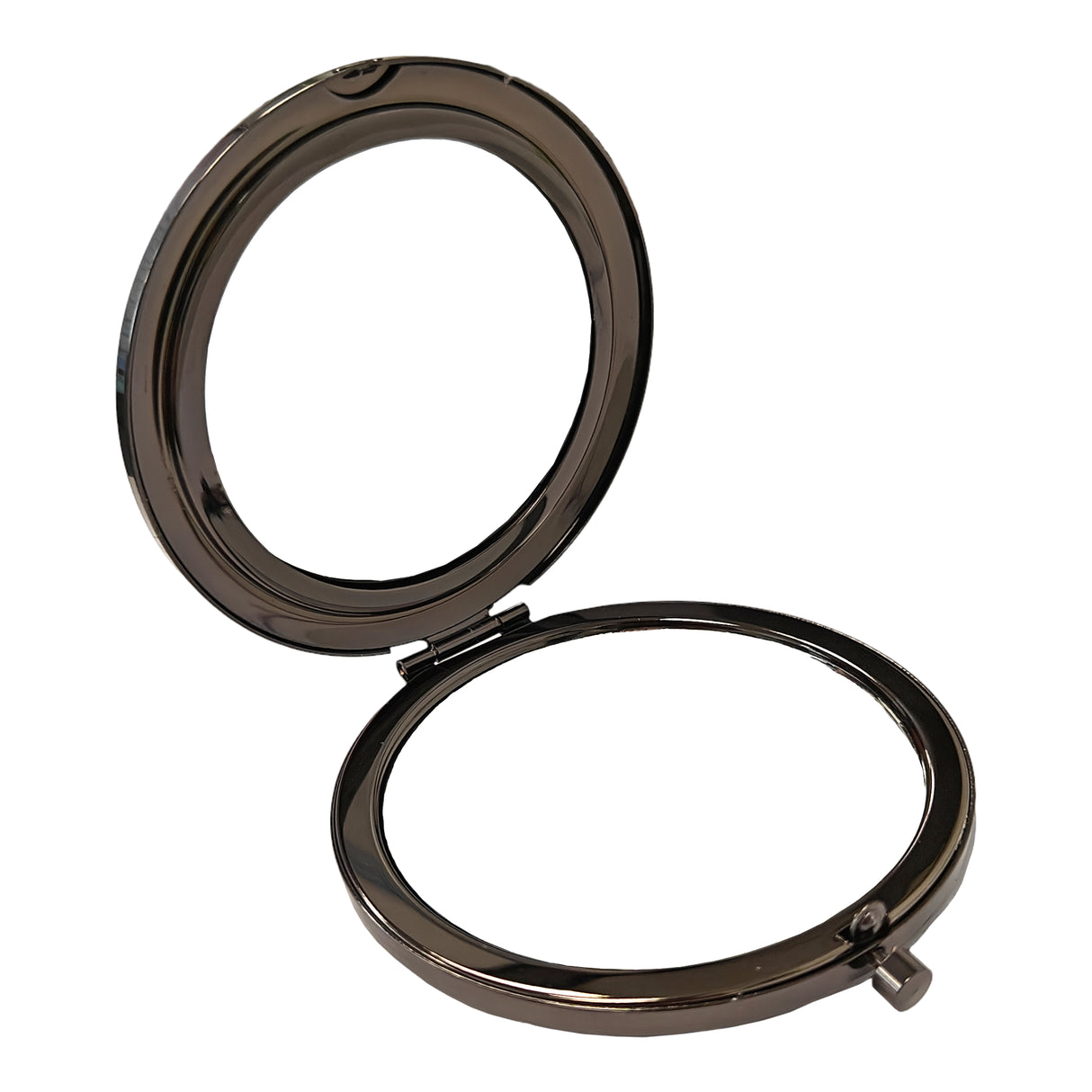 10 x Compact Mirror - Gun Metal Grey with Push Button - Round - Longforte Trading Ltd