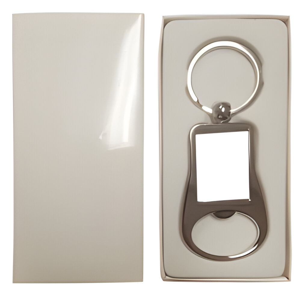 10 x Sublimation Metal Keyrings with Bottle Opener - Rectangle