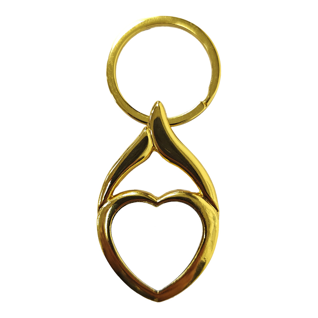Keyring - 10 x Yellow Gold Sublimation Metal Keyrings - Heart Shape