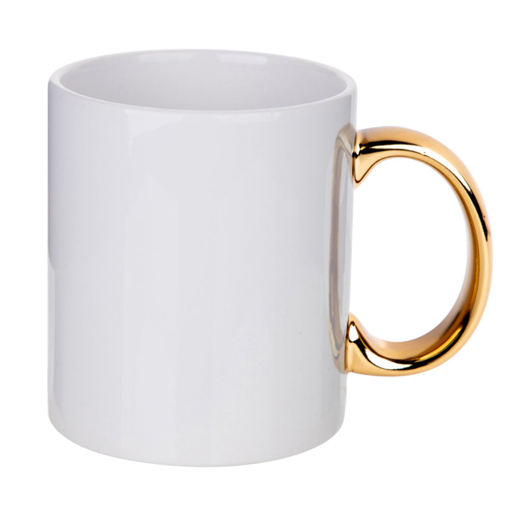 Sublimation 11oz White Mug with GOLD Handle