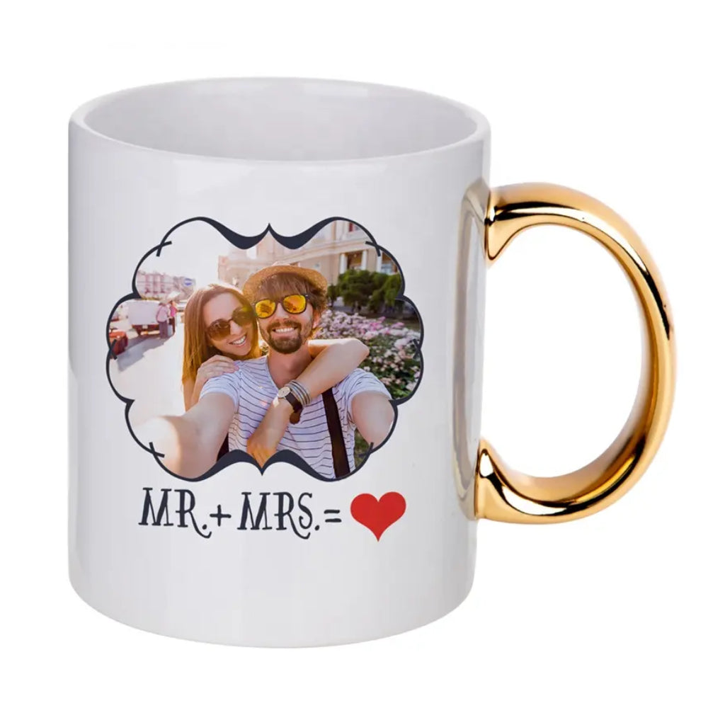 Sublimation 11oz White Mug with GOLD Handle