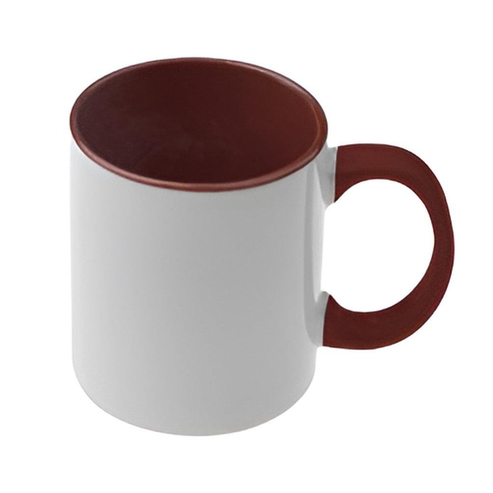 Tasses - 11oz - Intérieur et poignée colorés - Marron