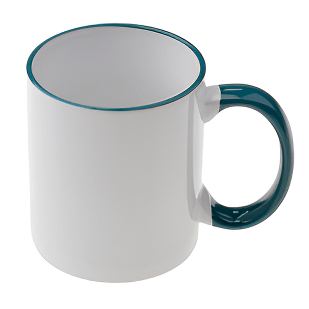 Mugs - 11oz - Rim and Handle Coloured - Dark Green