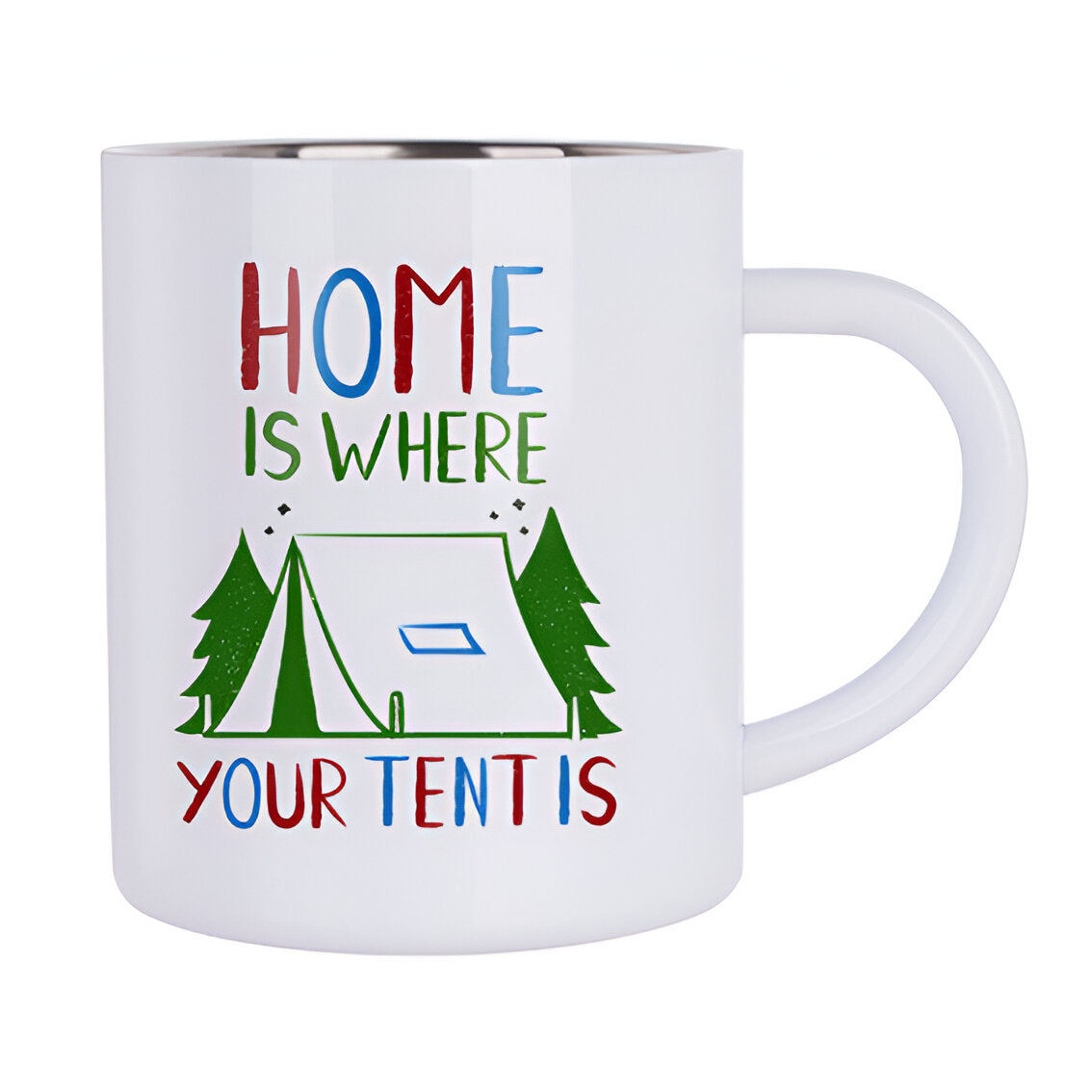 Mugs - Metal & Enamel Mugs - WHITE 300ml Steel Mug - Longforte Trading Ltd