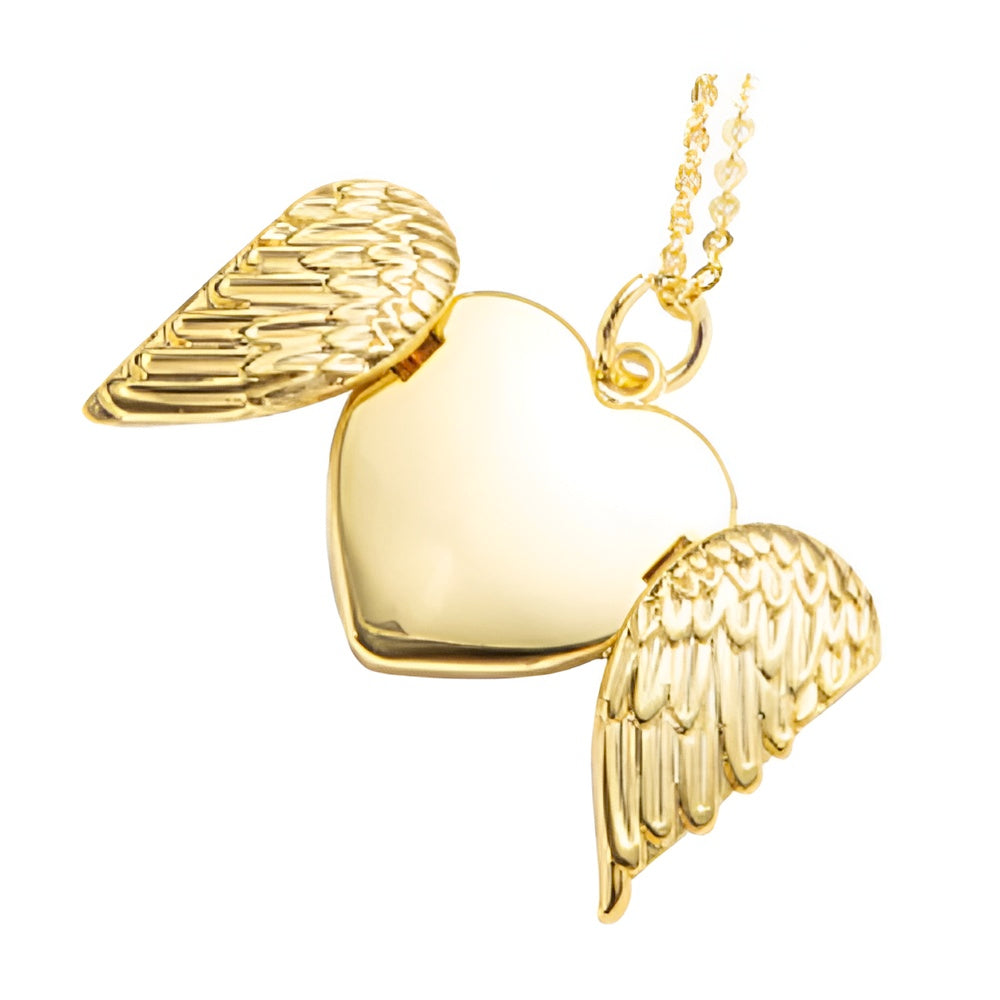 Sublimation Heart Angel Wings Necklace - Gold