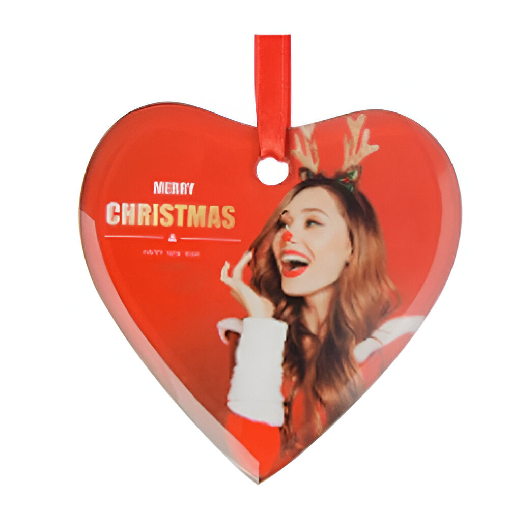 Pack of 12 x GLASS Sublimation Hanging Ornaments - HEART