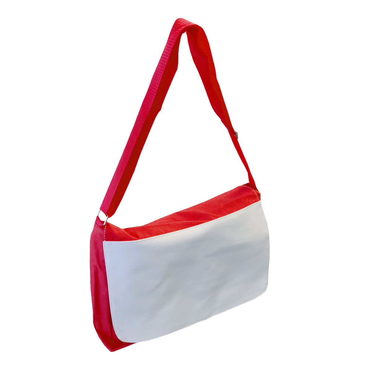 CARTON COMPLET - 25 x GRANDS SACS À BANDOULIÈRE avec POCHES - 38 cm x 30 cm - ROUGE