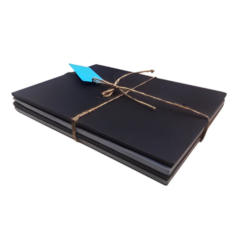 Black Slate - Engravable - Set of 4 Smooth Edge Serving Boards 26cm x 19cm in GIFTBOX