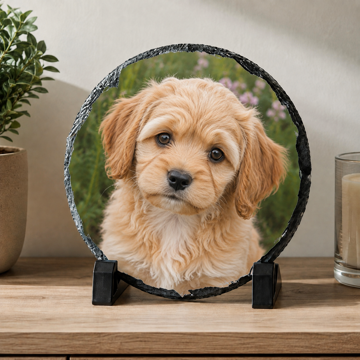 15cm Round Sublimation Photo Slate - Glossy Finish