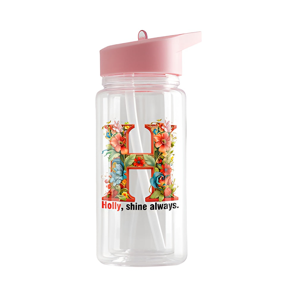Bouteilles d'eau - Slim Inox - BLANC - Gobelet 600 ml avec paille