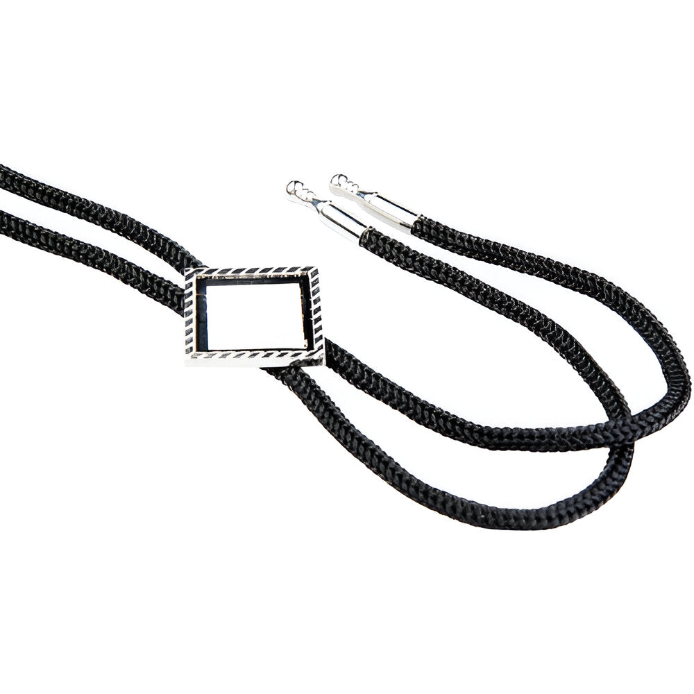 Ties - Bolo Tie with Black Strap - Square