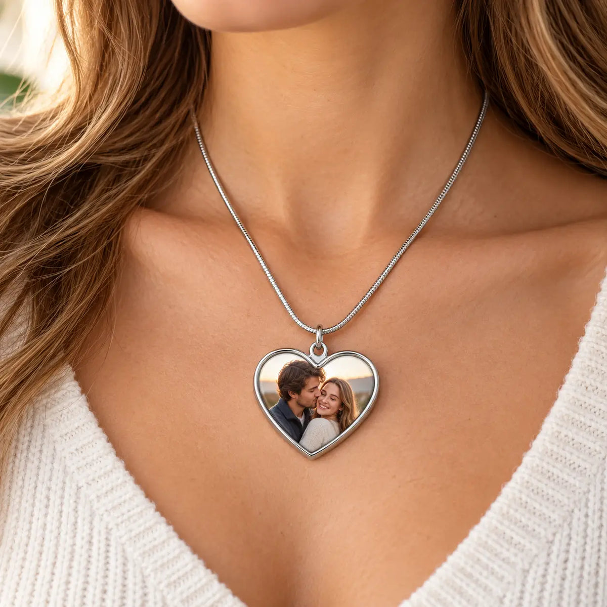 Heart Sublimation Pendant with Chain