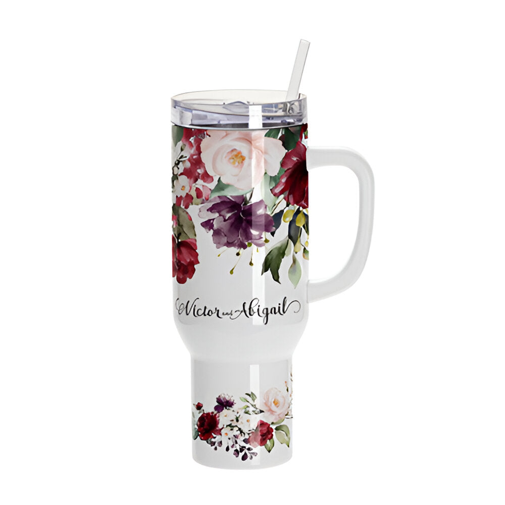 40oz Sublimation Stainless Steel Tumbler with Lid & Straw – White