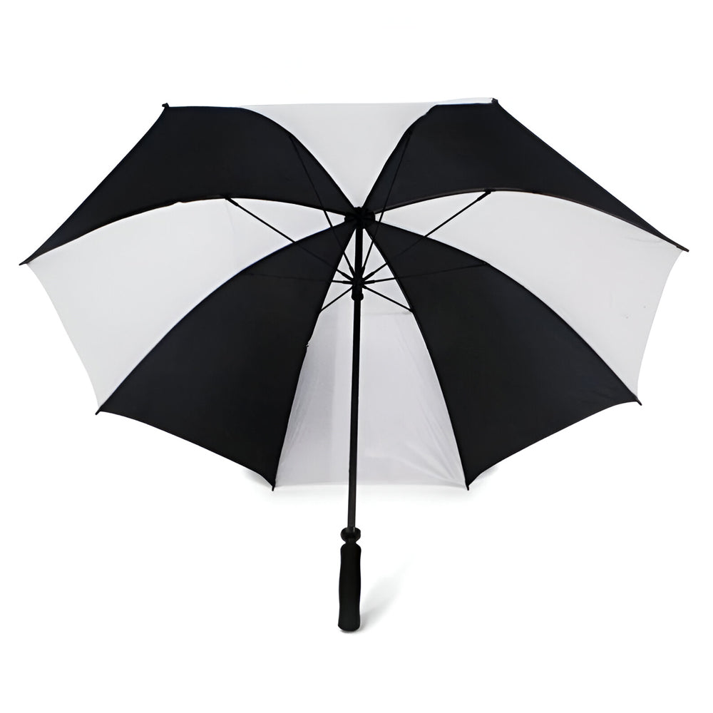 Umbrella - Large 60" Sublimation Golf Umbrellas - BLACK/ WHITE