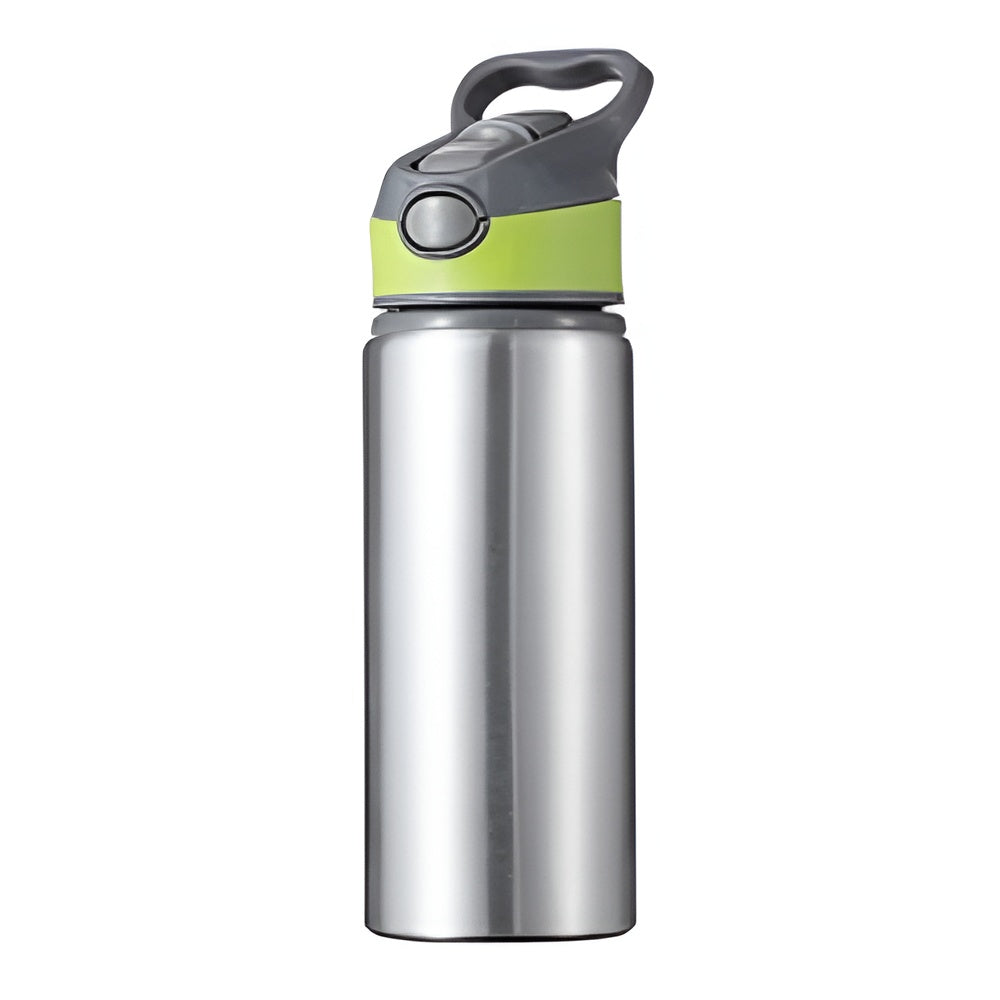 650ml Explorer Sublimation Aluminium Water Bottle - Green Lid/Silver Body
