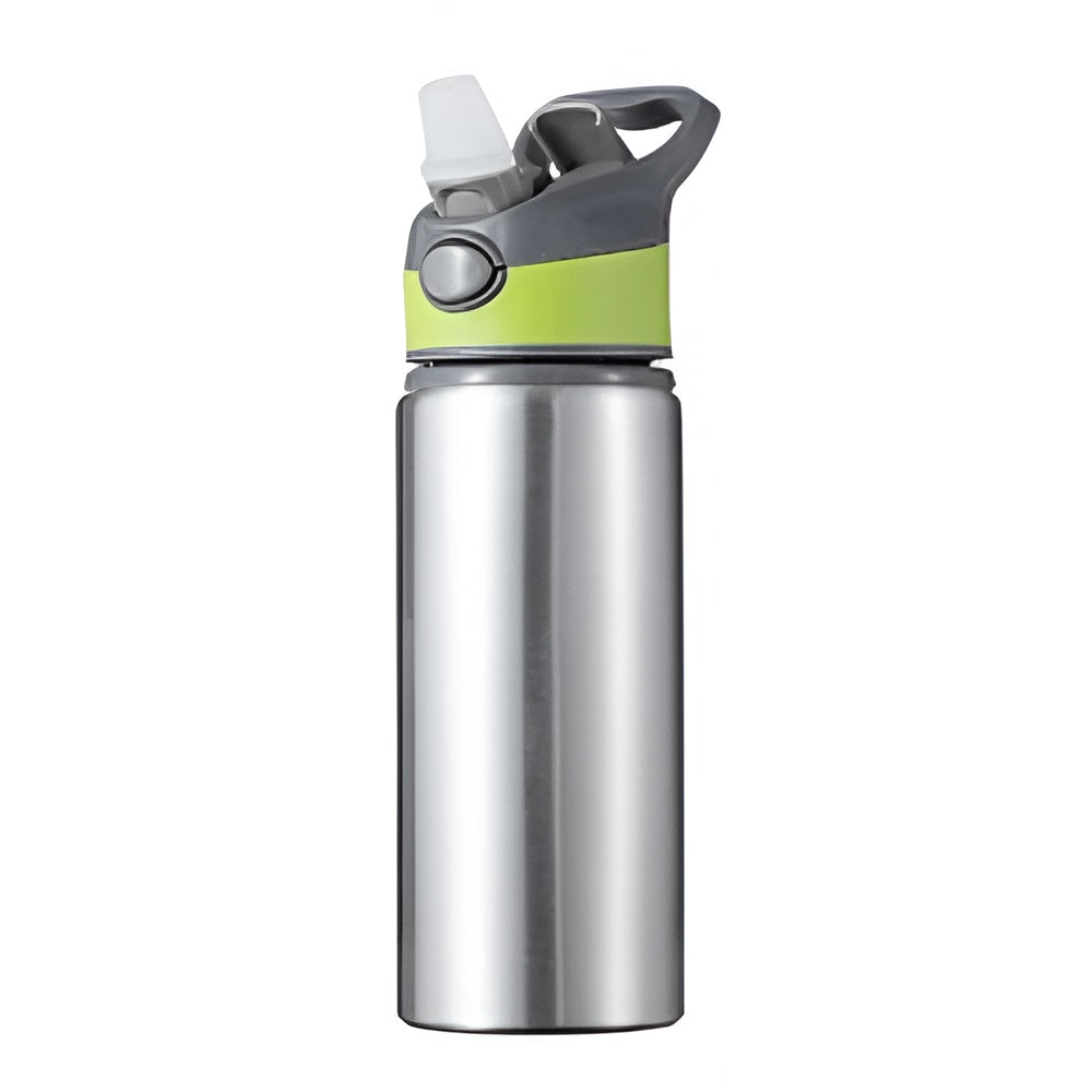 650ml Explorer Sublimation Aluminium Water Bottle - Green Lid/Silver Body