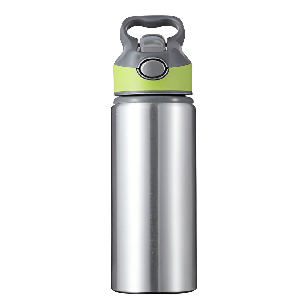 650ml Explorer Sublimation Aluminium Water Bottle - Green Lid/Silver Body