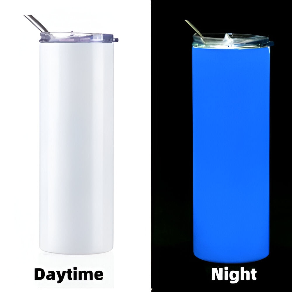 600ml Stainless Steel Sublimation Tumbler - Glow In Dark - Blue