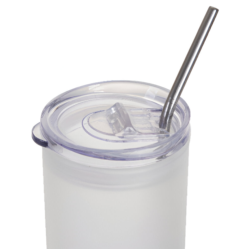 Bouteilles d'eau - Slim Inox - BLANC - Gobelet 600 ml avec paille