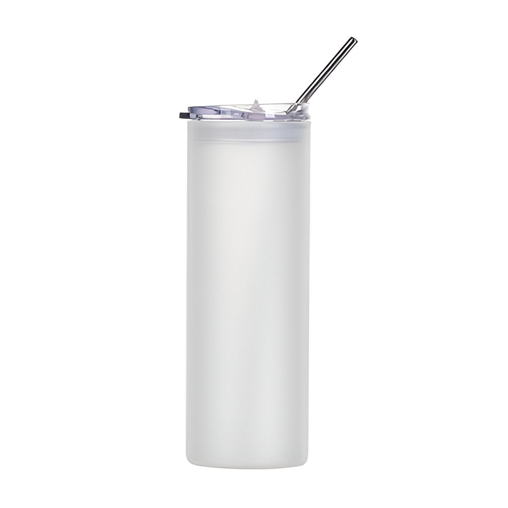 Bouteilles d'eau - Slim Inox - BLANC - Gobelet 600 ml avec paille