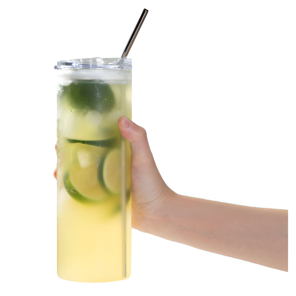 Bouteilles d'eau - Slim Inox - BLANC - Gobelet 600 ml avec paille