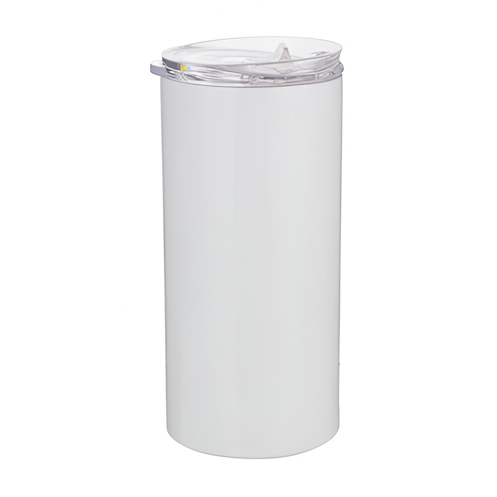 Water Bottles - 480ML-Slim Stainless Steel - WHITE - 480ML Tumbler with Straw