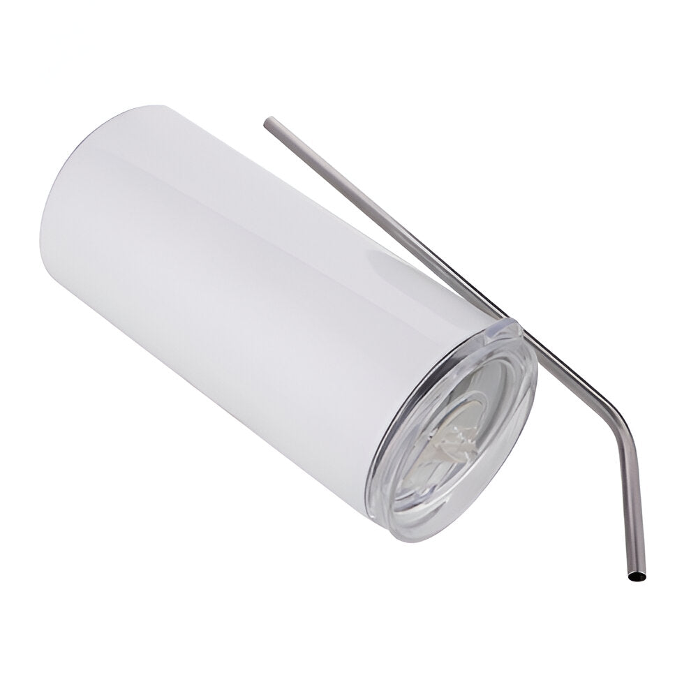 Water Bottles - 480ML-Slim Stainless Steel - WHITE - 480ML Tumbler with Straw