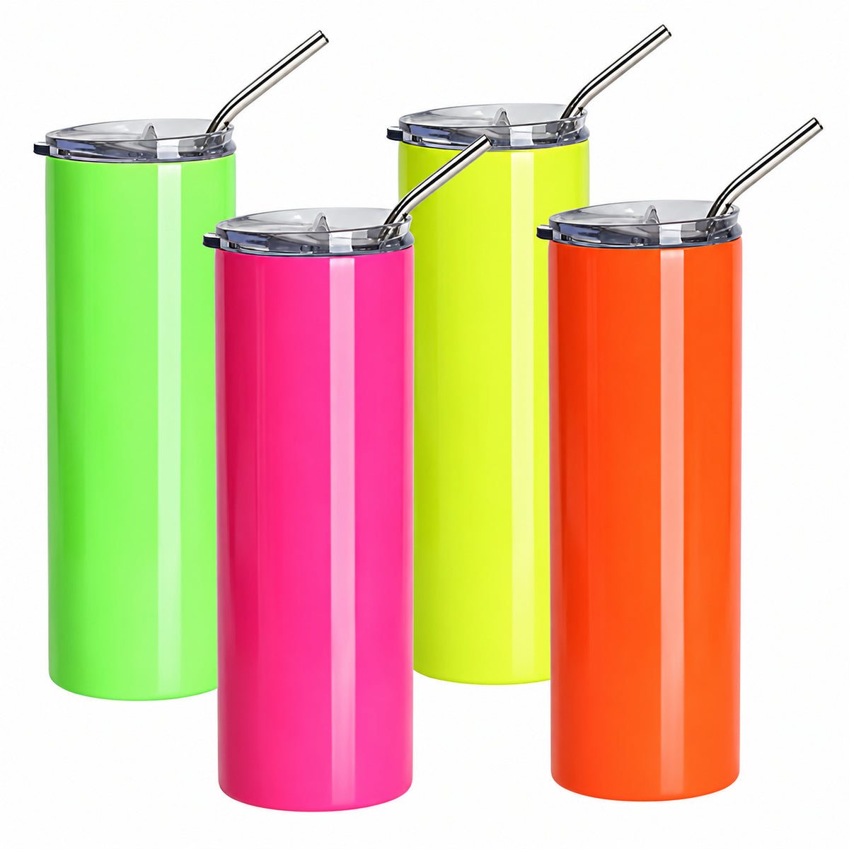 600ml Stainless Steel Sublimation Tumbler with Straw - Neon