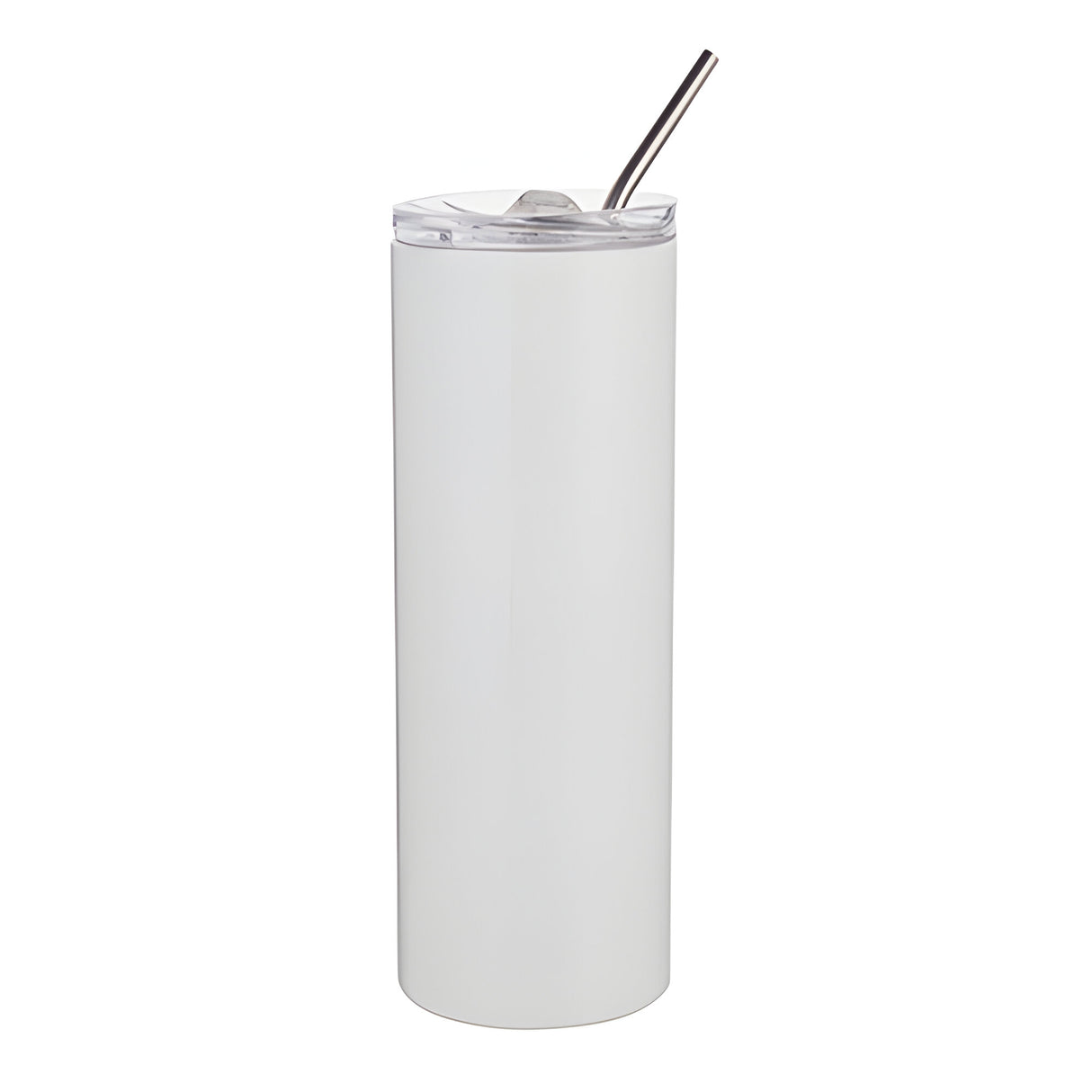 Sublimation Tumbler - 600ml Slim Stainless Steel with Straw - White